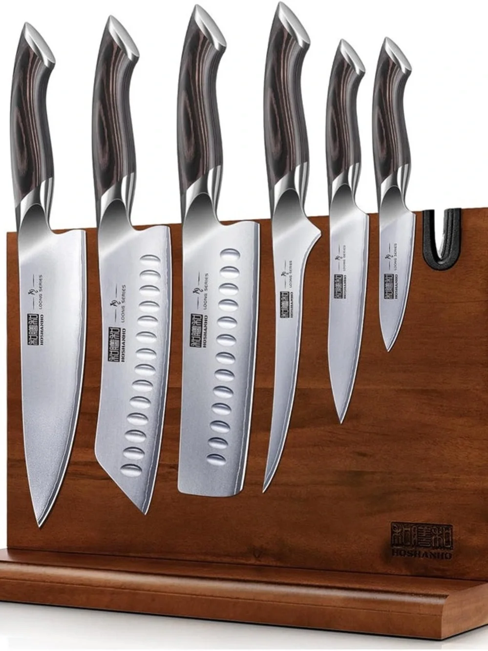 Multipurpose 7-Piece Kitchen Knife Set with Magnetic Knife Block by Hoshanho-NWT